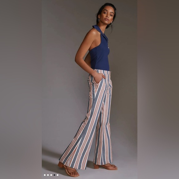 Anthropologie Pants - Anthropologie stripped flare pants size 4